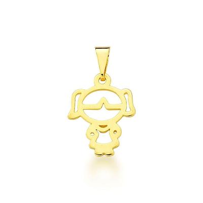 Pingente Filhos A Laser Banhado A Ouro 18k Menina