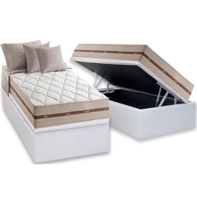 Cama Box Baú Solteiro: Colchão Molas MasterPocket Ensacadas Anjos   Classic + Base CRC Courano White(88x188)