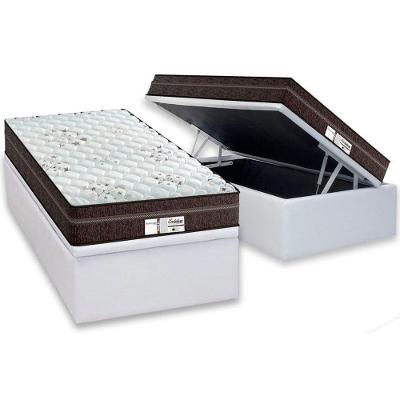 Cama Box Baú Solteiro: Colchão Molas Ensacadas Probel MasterPocket ProDormir Evolution + Base CRC Courano White(88x188)