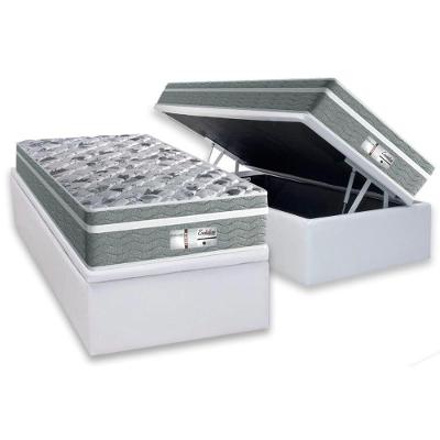 Cama Box Baú Solteiro: Colchão Molas MasterPocket Ensacadas Probel   ProDormir Evolution + Base CRC Courano White(88x188)