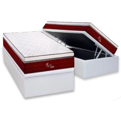 Cama Box Baú Solteiro: Colchão Molas Polar MasterPocket Ensacadas Rubi + Base CRC Courano White(88x188)