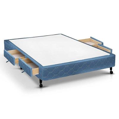 Cama Box Base c/Gavetas Viúva Poli Tecido Blue (128x27-c/4 Gavs) - Castor
