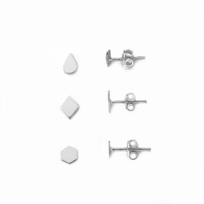 Kit Trio De Brincos Geométricos Prata 925