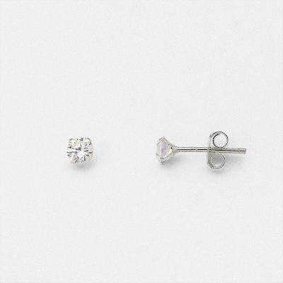 Brinco Ponto De Luz Zirconia Redonda Unissex Prata 925 4mm