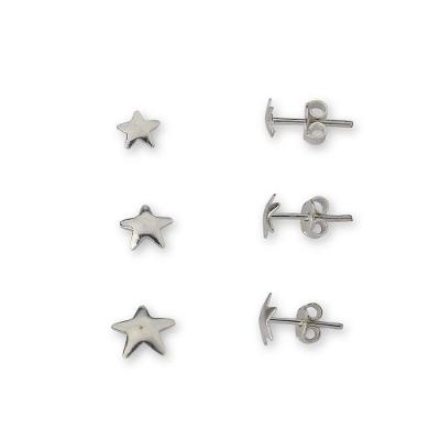 Kit Trio De Estrelas Polidas Em Prata 925