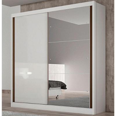 Guarda Roupa Istambul 2 Portas 3 Gavetas Com Espelho Clic Móveis Branco