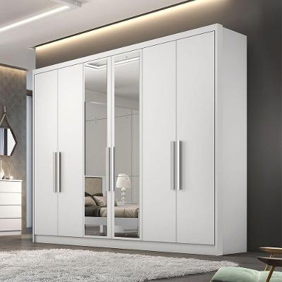 Guarda Roupa Marselha 6 Portas 6 Gavetas Com Espelho Clic Móveis Branco
