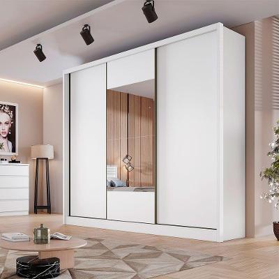 Guarda Roupa Kiev 3 Portas 6 Gavetas Com Espelho Clic Móveis Branco