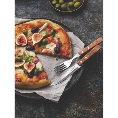 Jogo De Talheres Churrasco Com Lâminas Em Aço Inox E Cabos De Madeira Natural 12 Peças