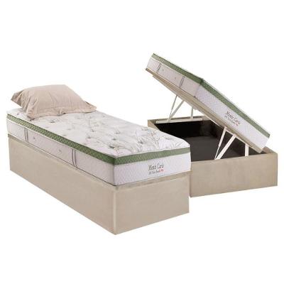 Cama Box Baú Solteiro: Colchão Molas Ensacadas Herval MasterPocket Monte Carlo HR Visco + Base CRC Suede Clean(88x188)
