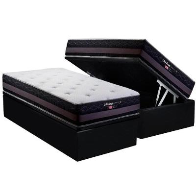Cama Box Baú Solteiro: Colchão Molas Herval Maxspring Málaga + Base CRC Suede Black(88x188)