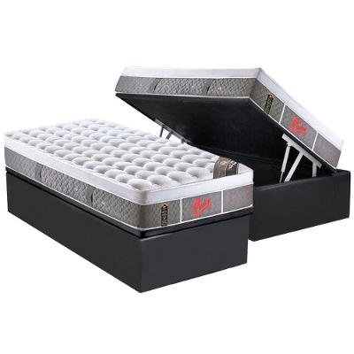 Cama Box Baú Solteiro: Colchão Molas Pocket Ensacadas Castor  Light Stress Oxygen New Plush + Base CRC Suede Gray(88x188)
