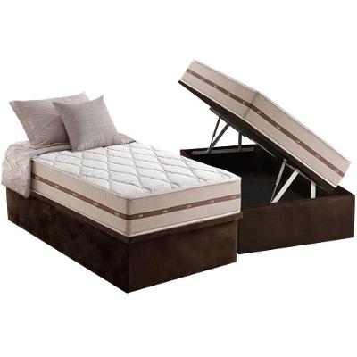 Cama Box Baú Solteiro: Colchão Molas MasterPocket Ensacadas Anjos   Classic + Base CRC Suede Brown(88x188)