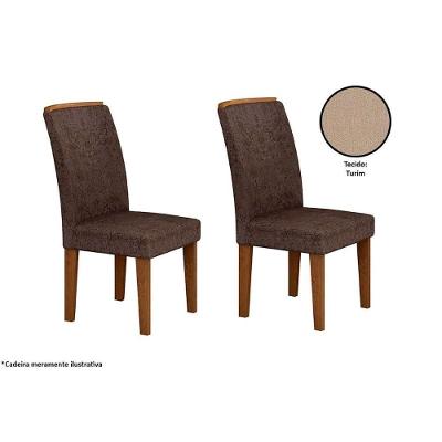 Cadeira Sala De Jantar Lunara Kit 2 Un Imbuia/linho Turim - Rufato