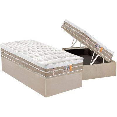 Cama Box Baú Solteiro: Colchão Molas Ensacadas Castor Pocket Silver Star Air + Base CRC Suede Clean(88x188)
