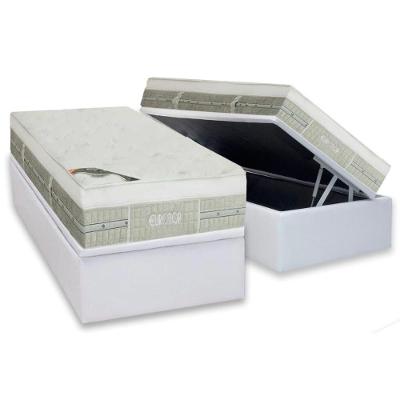 Cama Box Baú Solteiro: Colchão Molas Ensacadas Castor Pocket Summer Winter + Base CRC Courano White(88x188)