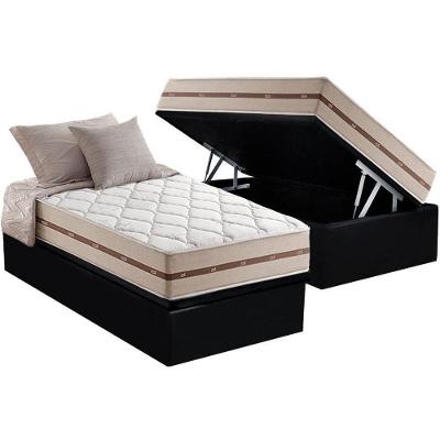 Cama Box Baú Solteiro: Colchão Molas Ensacadas Anjos MasterPocket Classic + Base CRC Suede Black(88x188)