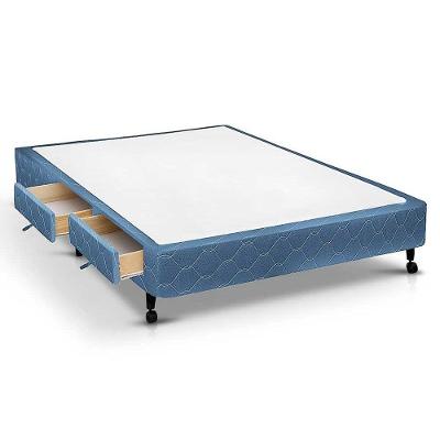Cama Box Base c/Gavetas Casal Poli Tecido Blue (138x27-c/2 Gavs) - Castor