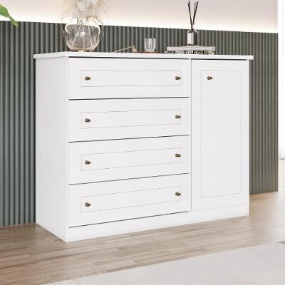 Cômoda Americana 4 Gavetas 1 Porta Henn Branco