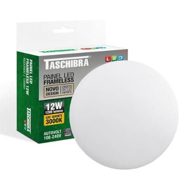 Painel De Led Frameless Redondo Embutir-sobrepor 12w Bivolt Taschibra 3000k Luz Quente