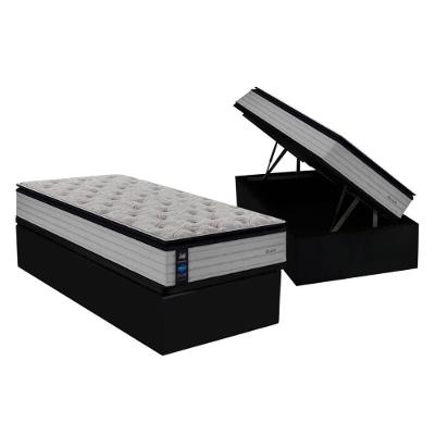Cama Box Baú Solteiro: Colchão Molas Ensacadas Sealy MasterPocket Passion + Base CRC Suede Black(88x188)