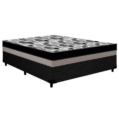 Cama Box Casal: Colchão Anatômico Ortobom D33/EP  ISO 100 Double Face + Base CRC Courano Black(138x188x20)