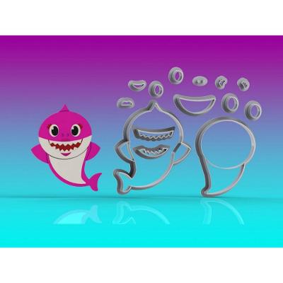 Cortador Baby Shark Corpo Mamãe Modular Tamanho 6Cm