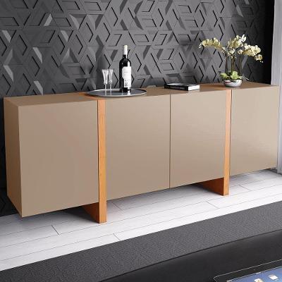 Buffet Barone 4 Portas 1 Gaveta Interna 200cm Laca Avelã