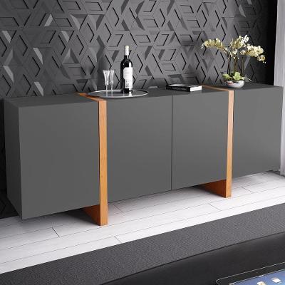 Buffet Barone 4 Portas 1 Gaveta Interna 180cm Laca Grafite