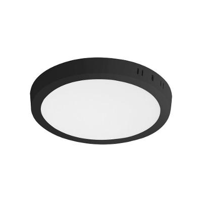 Painel De Led Redondo Sobrepor 18w Preto Bivolt Taschibra 3000k Luz Quente