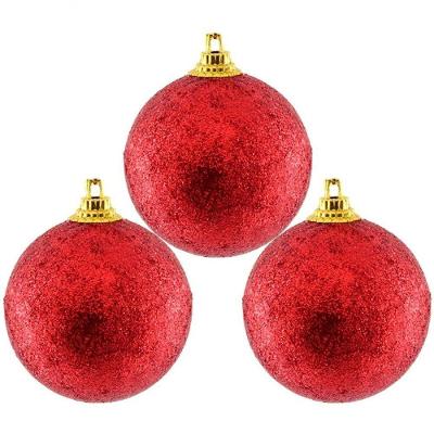 Kit 48 Bolas Enfeite árvore Natal Vermelha Glitter 4,8cm