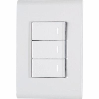 Placa 4x2 + 3 Interruptores Simples 10a-250v 250v - Branco