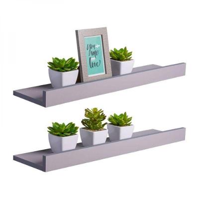 Kit 2 Prateleiras Porta Quadros 60 X 10cm Cinza Claro