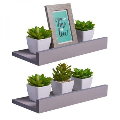 Kit 2 Prateleiras Porta Quadros 30 X 10cm Cinza Claro Suporte Invisível