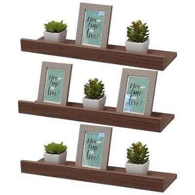 Kit 3 Prateleiras Porta Quadros 90 X 15cm Nogal Suporte