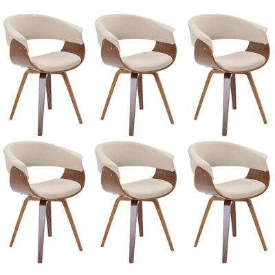 Kit 06 Cadeiras Decorativas Para Sala De Jantar Ohana Fixa Linho Bege G56 - Gran Belo
