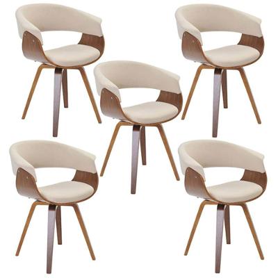 Kit 05 Cadeiras Decorativas Para Sala De Jantar Ohana Fixa Linho Bege G56 - Gran Belo