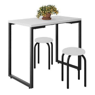 Mesa De Cozinha Bistrô Porto Branco 90cm Com 2 Banquetas Industriais Maviê Branco/preto - Mpozenato