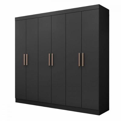 Guarda Roupa De Casal Paris 6 Portas Mdp Preto Fosco Maxel Preto Fosco