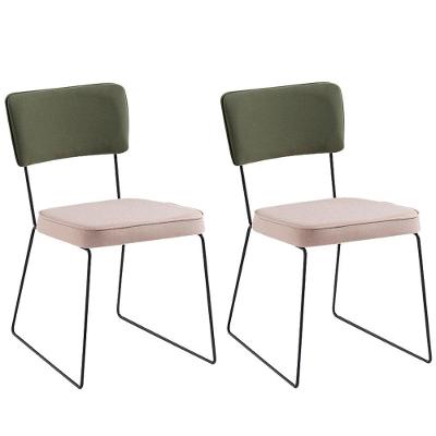 Kit 2 Cadeiras Decorativas F53x1 Linho Bege Verde Dmobiliario Bege Verde