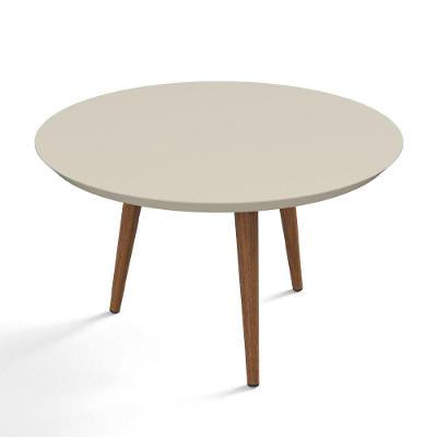 Mesa De Centro Para Sala Madeira Redonda Pés Palito Luna Patrimar Off White