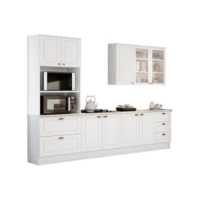 Kit De Cozinha Modulada 5pçs Torre Quente 1 Aéreo 2 Balcões 1 Tampo P/ Cooktop Cz267 Branco Henn