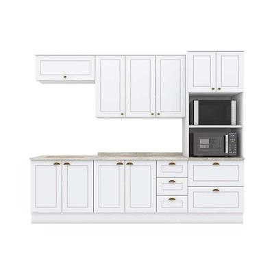 Kit De Cozinha Completa 7 Peças Americana (2 Armários 2 Balcões 1 Paneleiro 2 Complementos) Branco