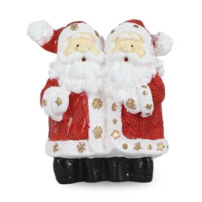 Figura Natalina Mini Dupla Papai Noel De Resina 12cm Bravadecor