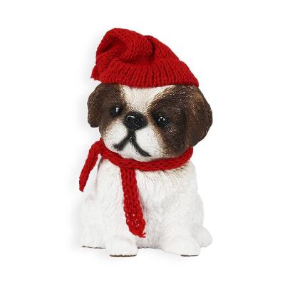 Figura Natalina Mini Shih-tzu De Resina Bravadecor