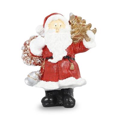 Figura Natalina Mini Papai Noel Com árvore De Resina 18cm Bravadecor