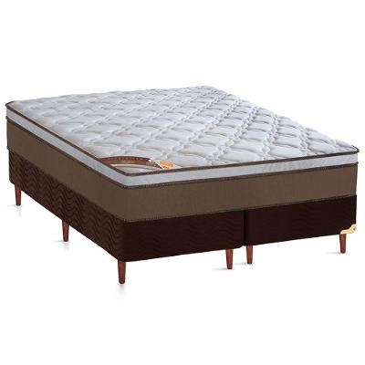 Cama Box King: Colchão Molas Ensacadas Castor Pocket Revolution + Base CRC Suede Brown(193x203)