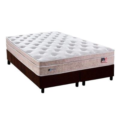 Cama Box King: Colchão Molas Ensacadas Plumatex MasterPocket Miami + Base CRC Suede Brown(193x203)
