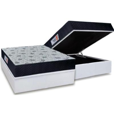 Cama Box Baú Casal: Colchão Ortopédico Orthoflex Foggia Sogni Unic Face + Base CRC Courano White(138x188)
