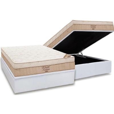 Cama Box Baú Casal: Colchão Molas Ortobom Nanolastic Elegant  + Base CRC Courano White(138x188)